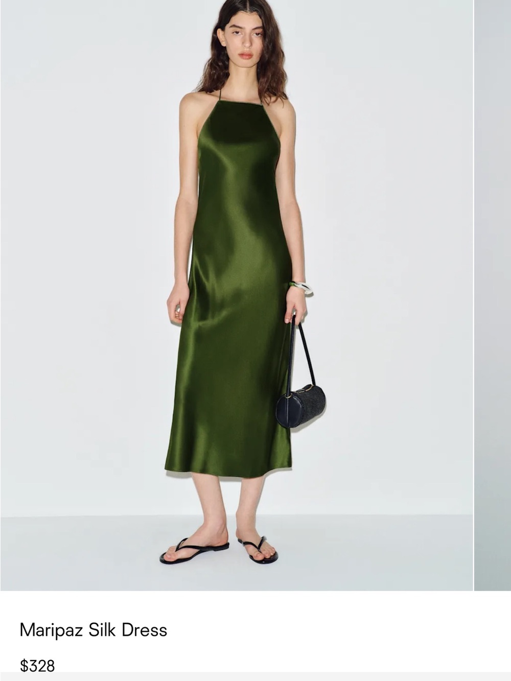 Reformation Maripaz Silk Halter Midi Dress - Olive